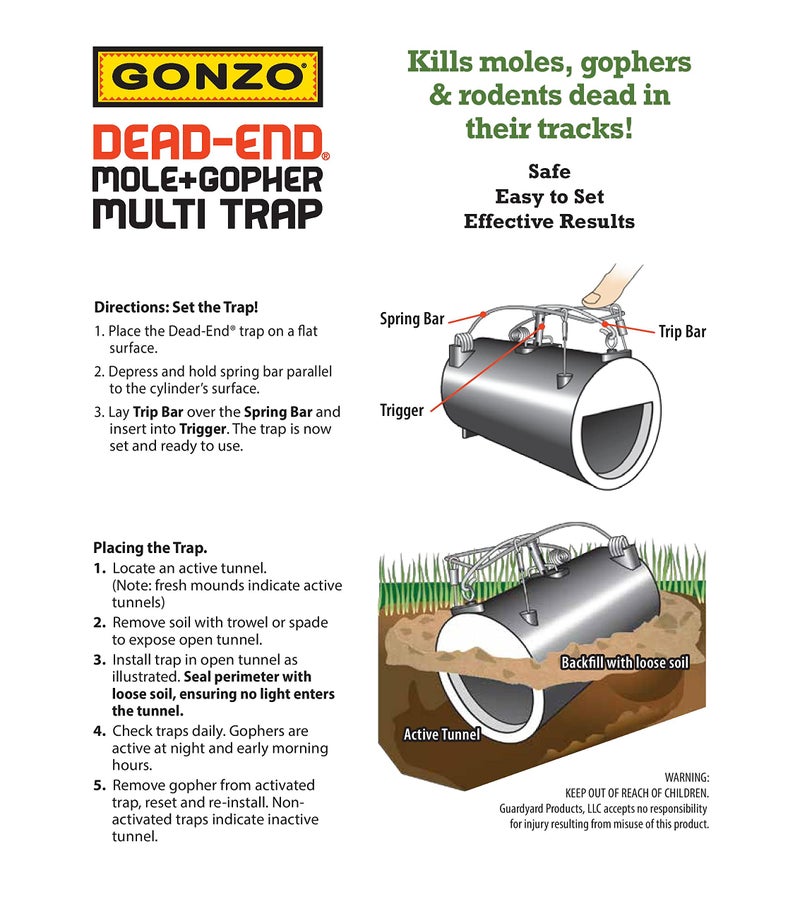 Gonzo 5001 Dead-End Mole & Gopher Trap - Image 2